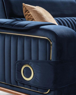 Sofas Fabric Design Three Seater Luxury Sofa 3 Seater Couch Furniture Blue