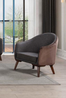 Armchair 1 Seater Gray Single Seater Living room Textile Design Luxury Style new