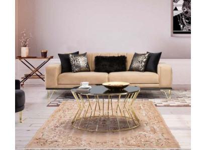 Sofa 3 Seater Textile Beige Sofas Couch Furniture Modern Three Seater new