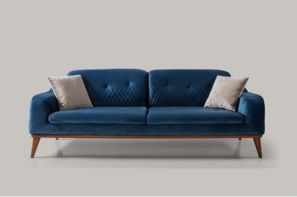 Three Seater Sofa 3 Seater Couches Sofas Luxury Upholstered Fabric Blue