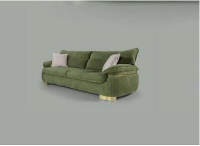 Upholstery Designer Furniture Three Seater Sofa 3 Seat Green Luxury Textile new