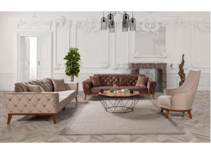 Sofa set 3+3+1 Seater Suite Sofas Armchair Seat Fabric Chesterfield