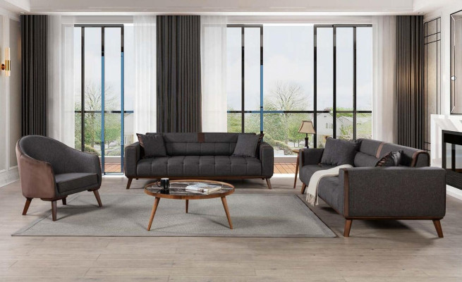 Modern sofa set couch 3+3+1 living room textile sofa couches 3 pieces.