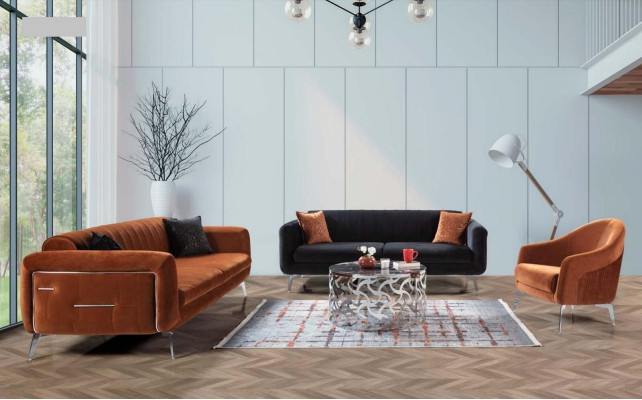 Luxury Suite Set 3-piece Sofa set 3+3+1 Seater Brown Armchair Sofas