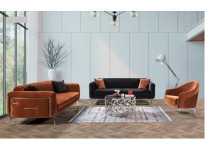 Luxury Suite Set 3-piece Sofa set 3+3+1 Seater Brown Armchair Sofas