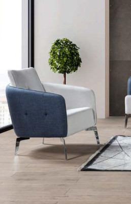 Armchair Luxury Single Seater Textile Upholstery Design Furniture Armchair White Fabric