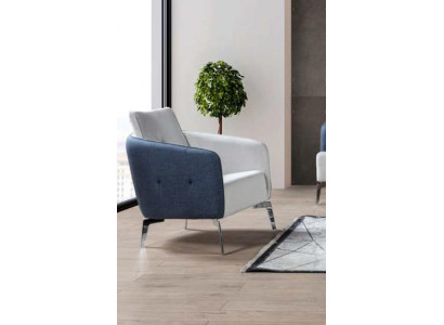 Armchair Luxury Single Seater Textile Upholstery Design Furniture Armchair White Fabric