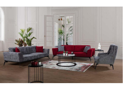 Sofa set 3+3+1 Couch Set Suite Upholstery Seat furniture Gray Fabric Upholstery 3-piece