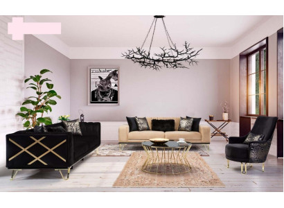 Sofa set Sofa 3+3+1 Seater Black Armchair Furniture Luxury Design new