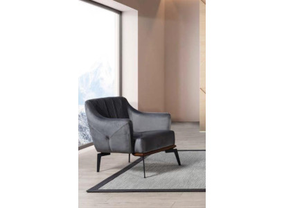 Armchair Luxury Upholstery Furniture Living room Single Seater Armchair Gray Textile new