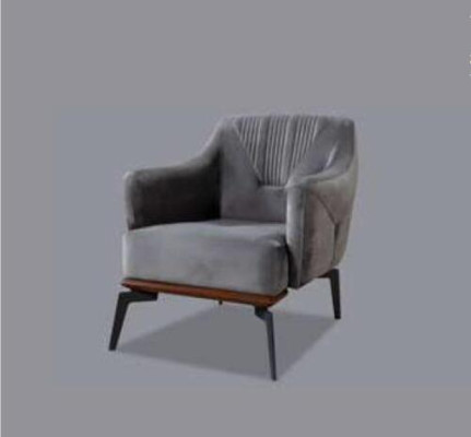 Armchair Luxury Upholstery Furniture Living room Single Seater Armchair Gray Textile new