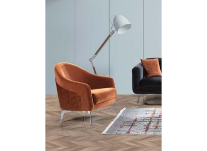 Armchair Single Seater Luxury 1 Seater Upholstery Seat Design Textile Brown Modern