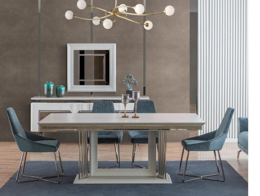 Designer Dining room Set Consists of 2 pieces. Sideboard Mirror Chest of drawers Silver