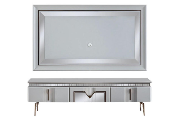 Wall unit Living room Gray Furniture Sideboard TV wall panel panel 2 pieces