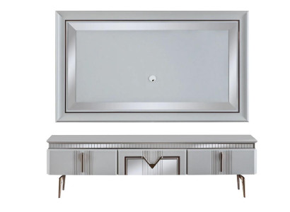 Wall unit Living room Gray Furniture Sideboard TV wall panel panel 2 pieces