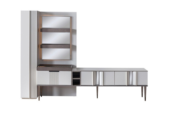 exclusive Wall unit White Color Designer Furniture for Living room LED illuminated