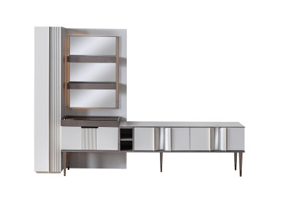 exclusive Wall unit White Color Designer Furniture for Living room LED illuminated