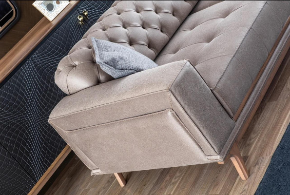 Sofa 4 Seater Design Sofas Upholstery Gray Textile Relax Seat Furniture Modern