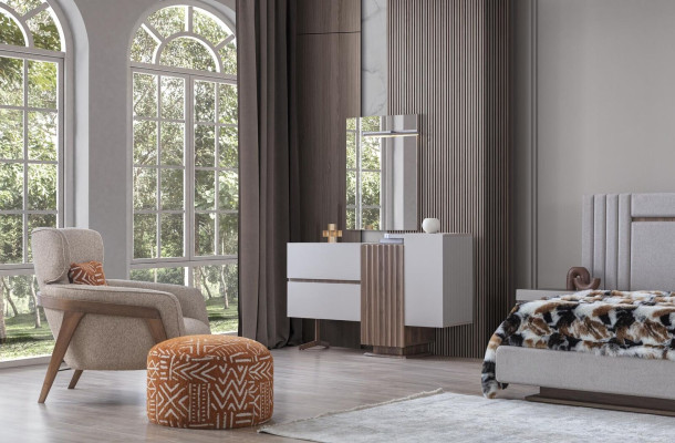 Bedroom Set Luxury Complete's Bed +2x Bedside tables 3-piece. Modern set new