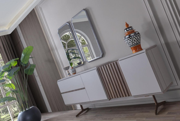 Exclusive Dining room Sideboard 2x Mirror Style Chest of drawers 210cm Wood 3pcs