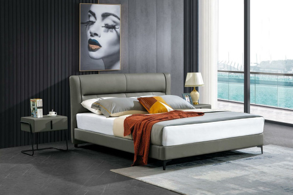 Leather Bed Complete's Bedroom Bed Nightstands 3 pcs. Suite hotel