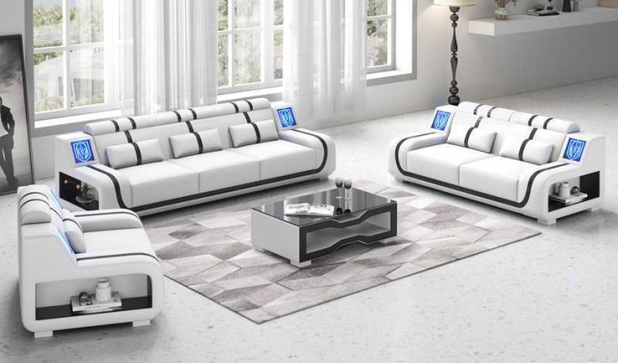 Living room Complete e Leather sofas couch set sofa set brown 3-piece