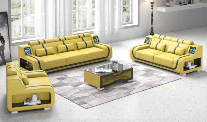 Living room Complete e Leather sofas couch set sofa set brown 3-piece