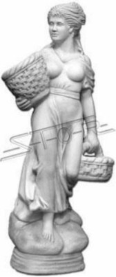 Antique style figure woman with basket garden designer figures sculpture
