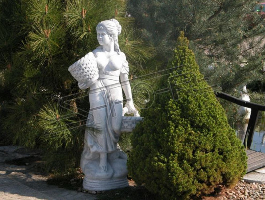 Antique style figure woman with basket garden designer figures sculpture