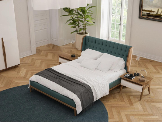 Bedroom Set 3pcs Luxury Double Bed 2x Bedside tables Modern Furniture