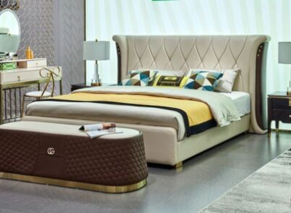 Bedroom Set Design Bed 2x Bedside table 3 pcs. Luxury Complete Suite new