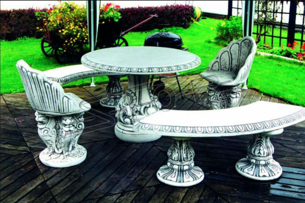 Antique Style Stone Armchair Stool Chair Garden Terrace Elegant Design Throne