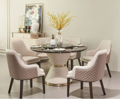 Table Chair Set Dining room Suite Dining set Table Round Dining table 7 pieces.