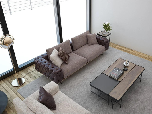 Living room set 2 pieces modern 2x three-seater sofa couch upholstered furniture luxury