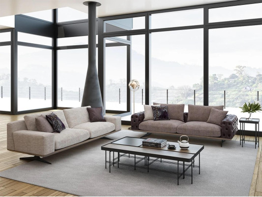 Living room set 2 pieces modern 2x three-seater sofa couch upholstered furniture luxury