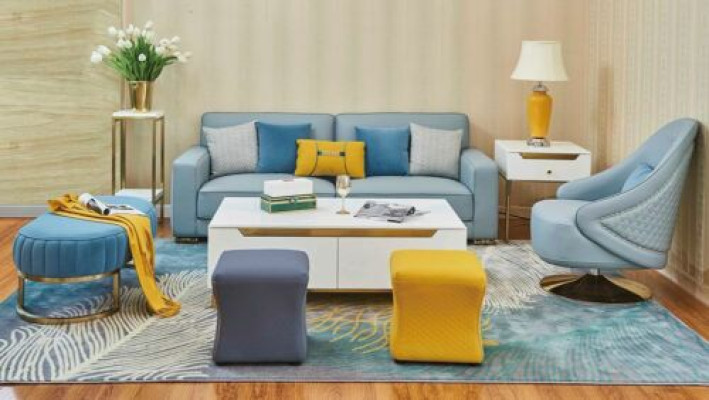 Living room Set Sofa 3 Seater Armchair Stool Upholstery Suite Leather Modern