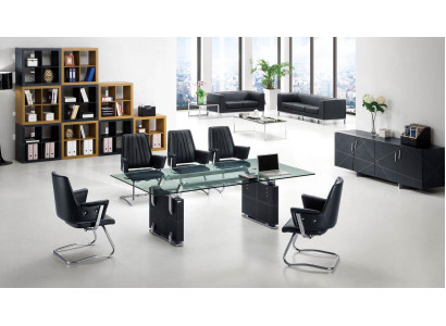 Meeting table Conference table Seminar table Glass Table Tables 5 x armchairs