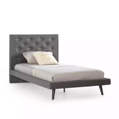 Bed 100 cm Bed frame e Bed frame Childrens bed Youth bed Fabric Gray