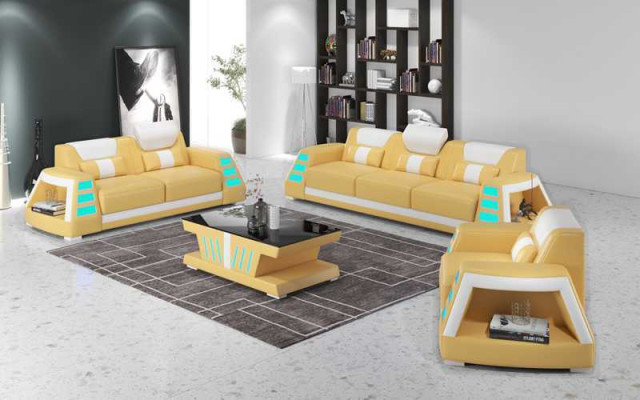 Couch set sofa set leather sofas sofa complete e 3-piece yellow set sofas