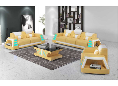 Couch set sofa set leather sofas sofa complete e 3-piece yellow set sofas