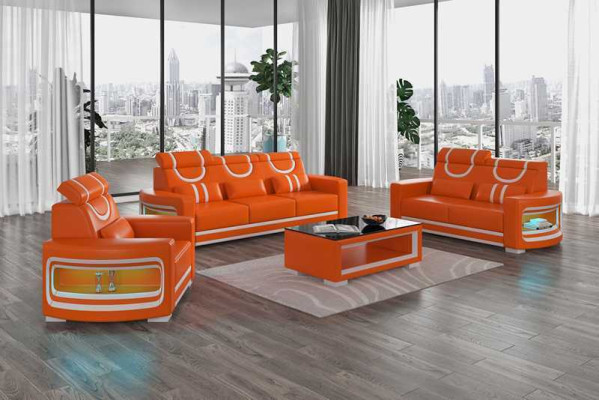 Sofa set luxury complete e sofa set brown imitation leather sofa 321