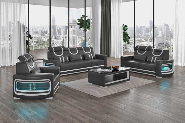 Sofa set luxury complete e sofa set brown imitation leather sofa 321