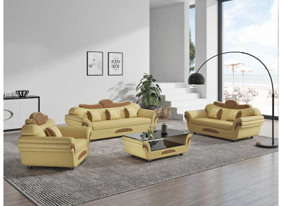 Couch set sofa set leather sofas sofa complete e 3-piece sofas brown