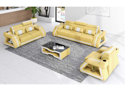 Leather sofas Complete e couch set sofa set sofa 3-piece sofas yellow