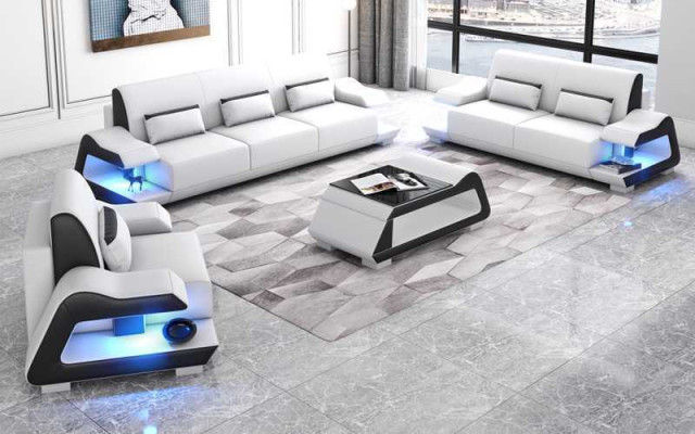Couch set Sofa set Leather sofas Sofa Complete e 3-piece White Set 3+2+1