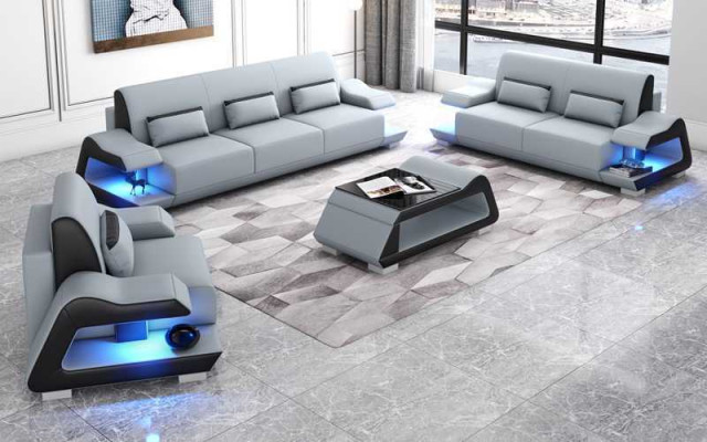 Couch set Sofa set Leather sofas Sofa Complete e 3-piece White Set 3+2+1