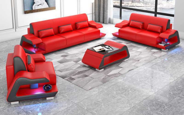 Couch set Sofa set Leather sofas Sofa Complete e 3-piece White Set 3+2+1