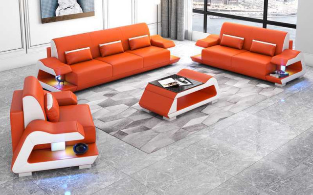 Couch set Sofa set Leather sofas Sofa Complete e 3-piece White Set 3+2+1