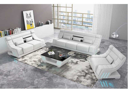 Sofa set Luxury Complete e Couch set White Imitation leather Sofa 321