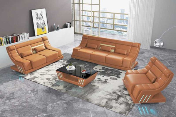 Sofa set Luxury Complete e Couch set White Imitation leather Sofa 321